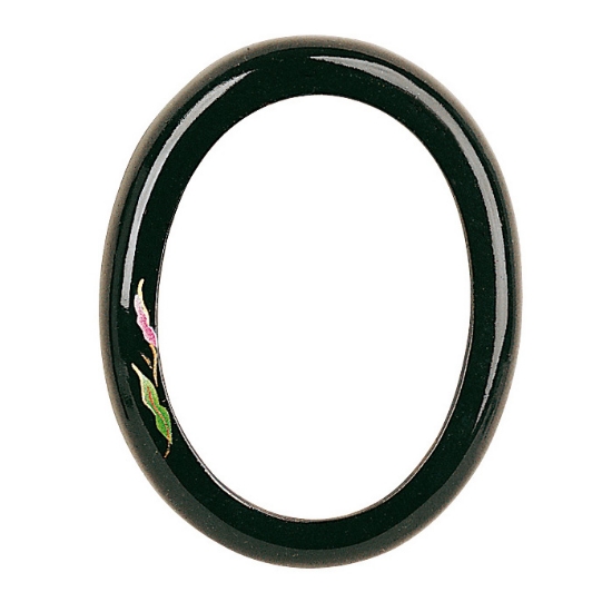 Immagine di Cornice porta-foto ovale - Finitura nera decorata - Linea Olpe Anturium - Bronzo