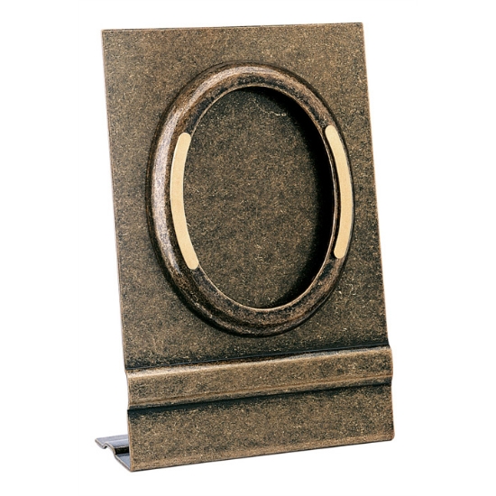 Immagine di Cornice porta-foto ovale con decorazione bronzo - Finitura Glitter - Linea Cotile - Montaggio a terra - Bronzo