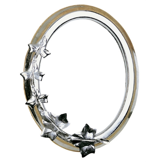 Immagine di Cornice portafoto ovale in acciaio con foglie edera