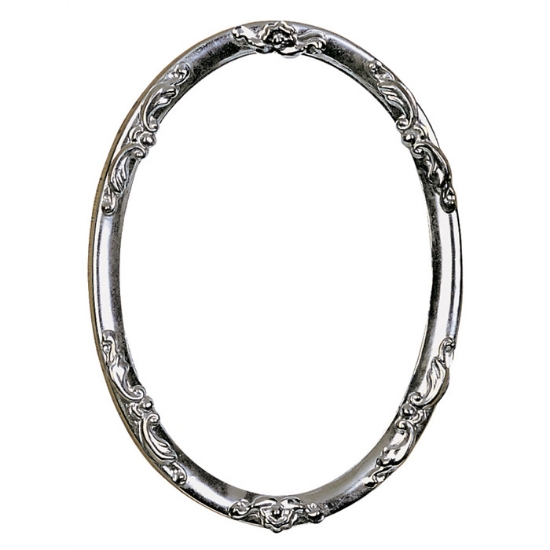 Immagine di Cornice portafoto ovale in acciaio filetto stretto con fregi