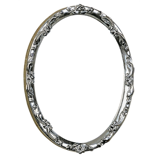 Immagine di Cornice portafoto ovale in acciaio filetto stretto con decorazioni