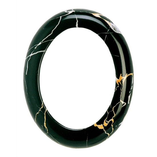 Immagine di Cornice porta-foto ovale - Finitura marmo Portoro - Porcellana