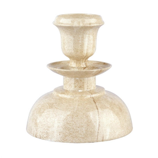 Picture of Small bronze candlestick - Botticino marble finish