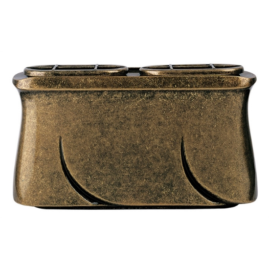Immagine di Vaschetta portafiori doppia per lapide - Linea Idria - Bronzo glitter
