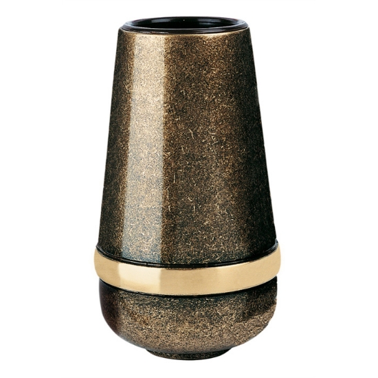 Immagine di Vaso portafiori per lapide - Linea Cotile - Bronzo glitter con fascia bronzo