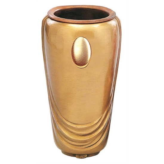 Immagine di Vaso portafiori per lapide - Linea Pelike oro - Bronzo con applicazione oro