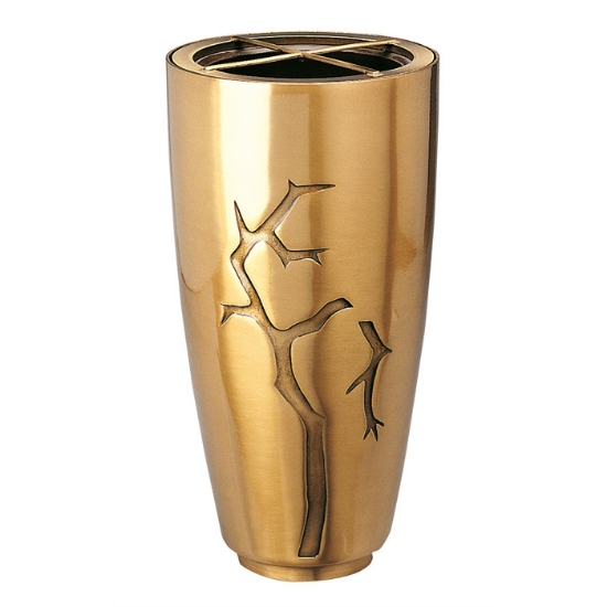 Picture of Large flower vase for tombstone or cemetery monument - Pisside line branches - Bronze