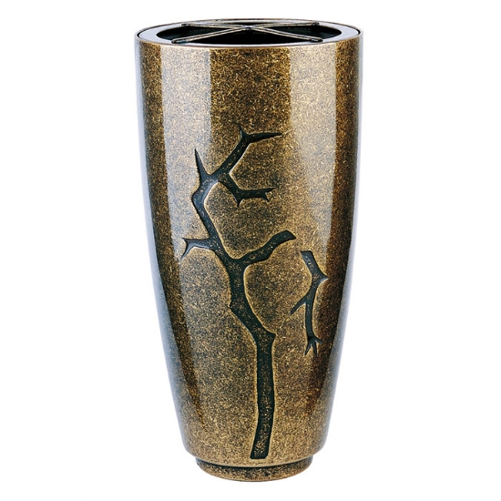 Picture of Large flower vase for tombstone or cemetery monument - Pisside line branches - Glitter bronze