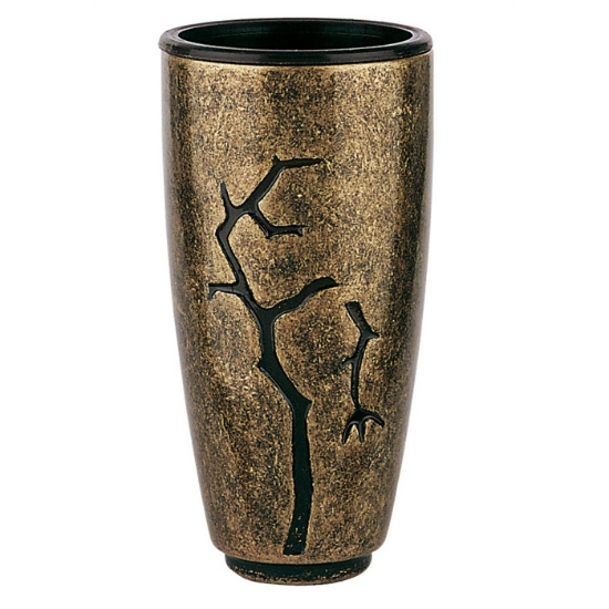 Image sur Vase à fleurs pour pierre tombale - Ligne Pisside avec branches - Bronze Glitter