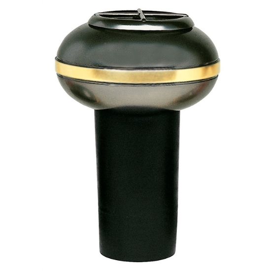 Picture of Recessed flower vase for ground graves or shelves - Mercury cotyle line - Bronze with gold band