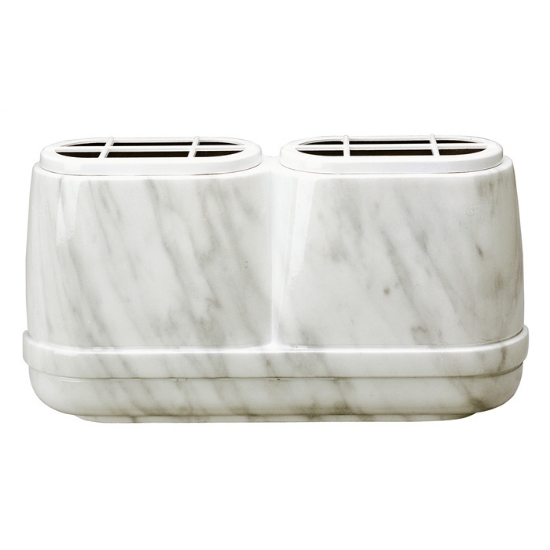 Immagine di Vaschetta portafiori doppia per lapide - Linea Cotile Carrara - Bronzo