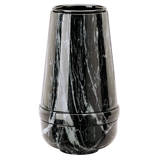 Image sur Vase à fleurs pour pierre tombale - Ligne Cotile - Finition marbre Marquinia noir - Bronze