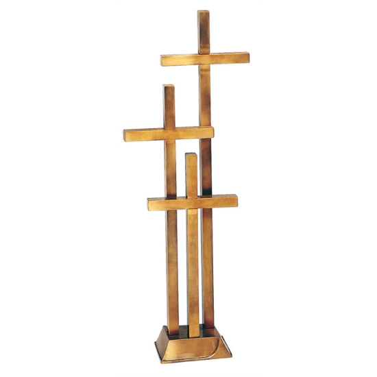 Imagen de Tris de cruces en bronce pulido Barras de sección cuadrada