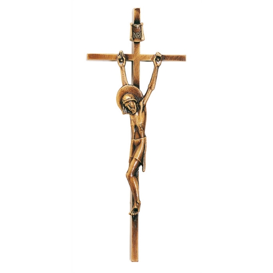 Immagine di Crocifisso in bronzo su croce sottile stile moderno