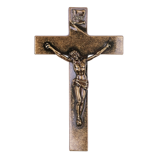 Immagine di Croce in bronzo con crocifisso - Finitura glitter