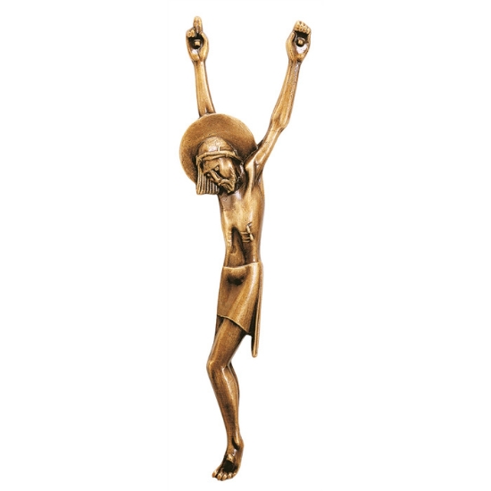 Imagen de Cristo crucificado estilizado en bronce sin cruz