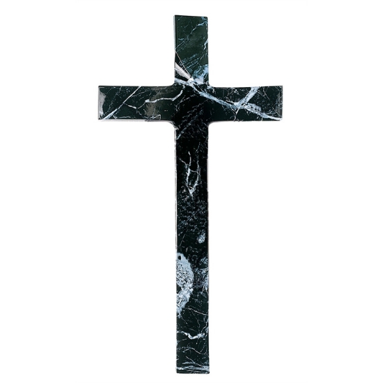 Image sur Grande croix simple en bronze - Finition marbre Noir Marquinia