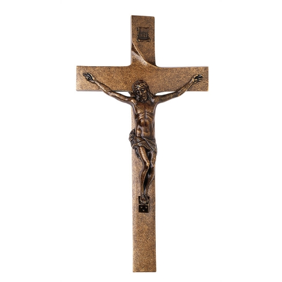 Immagine di Croce grande con Crocifisso in bronzo glitter