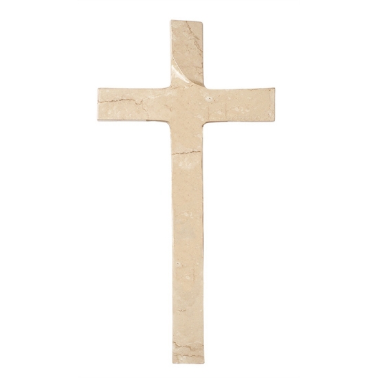 Image sur Grande croix simple en bronze - Finition marbre Botticino