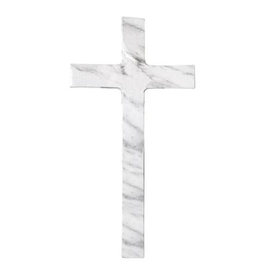 Image sur Grande croix simple en bronze - Finition marbre Carrare