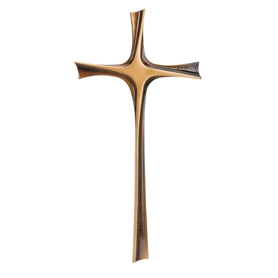 Immagine di Croce stilizzata in bronzo lucido con superfici laterali brunite (cm 40x20)