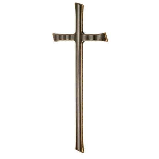 Image sur Croix en bronze simple - Finition Glittere - Surface rayée avec extrémités coupées obliquement