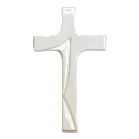 Imagen de Cruz de porcelana para lápidas - Acabado blanco