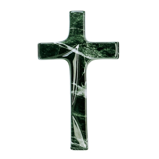 Image sur Croix en porcelaine pour pierres tombales - Finition marbre vert Alpi