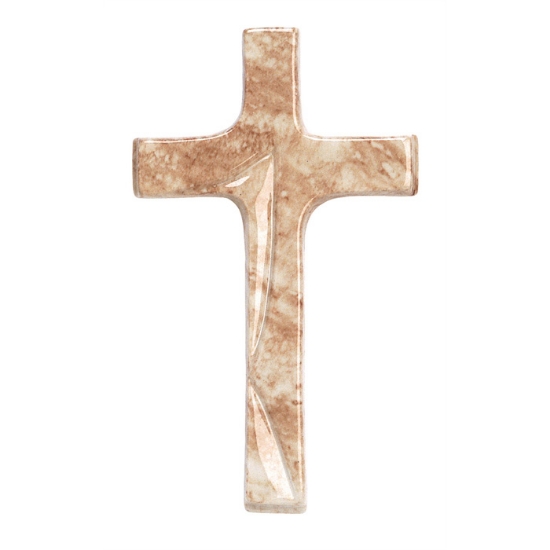 Image sur Croix en porcelaine pour pierres tombales - Finition marbre Travertin