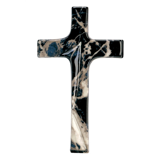 Image sur Croix en porcelaine pour pierres tombales - Finition marbre Marquinia noir