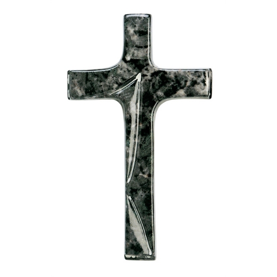 Immagine di Croce in porcellana per lapidi - Finitura marmo Labrador