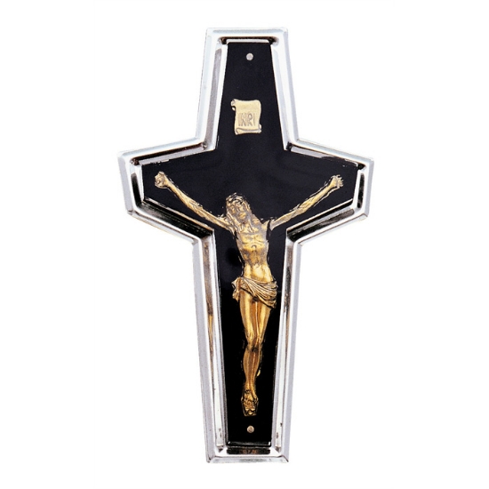 Immagine di Croce in acciaio con Crocifisso in bronzo per lapidi