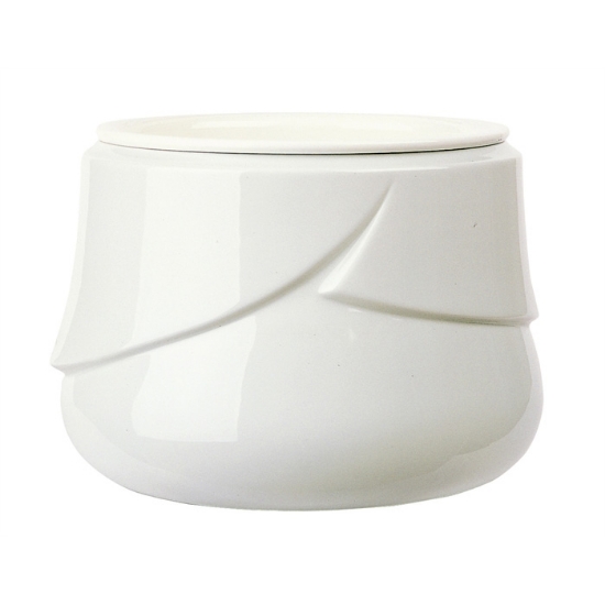 Picture of Flowerpot for tombstones and cemetery monuments - White Victoria Line - Porcelain