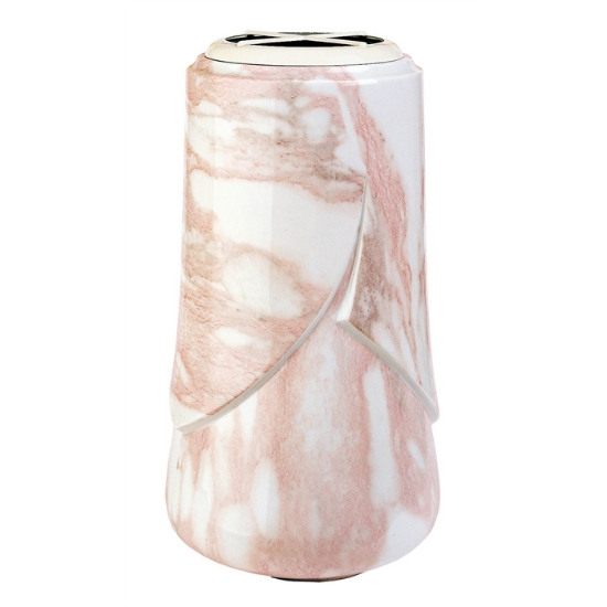 Immagine di Vaso portafiori grande per lapide o monumento cimiteriale - Linea Victoria rosa - Porcellana