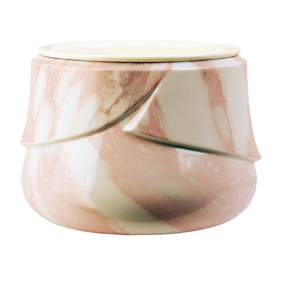 Picture of Flowerpot for tombstones and cemetery monuments - Victoria Line pink - Porcelain