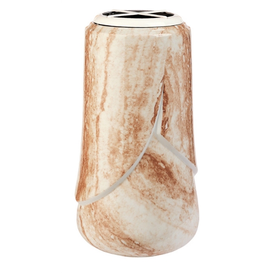 Picture of Large flower vase for tombstone or cemetery monument - Victoria Travertine Line - Porcelain