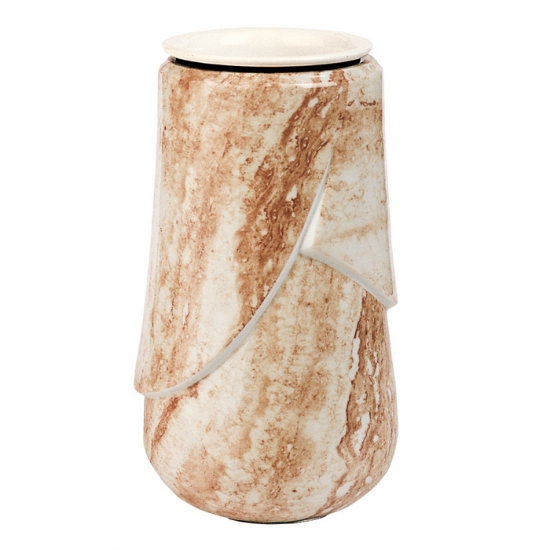 Image sur Vase à fleurs pour pierre tombale - Ligne Victoria Travertine - Porcelaine