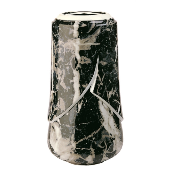 Image sur Grand vase à fleurs pour pierre tombale ou monument de cimetière - Ligne Victoria marbre noir - Porcelaine