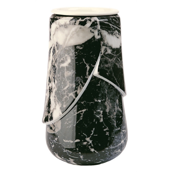 Picture of Flower vase for funeral niches and ossuaries - Victoria Line black marble - Porcelain