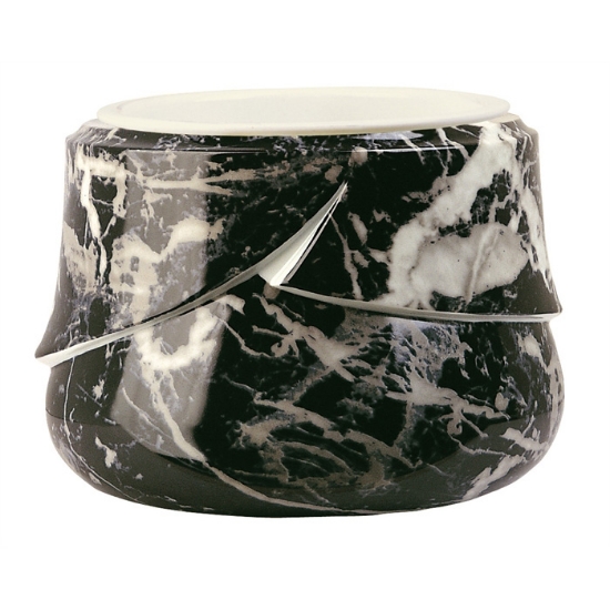 Picture of Flowerpot for tombstones and cemetery monuments - Victoria Line black marble - Porcelain