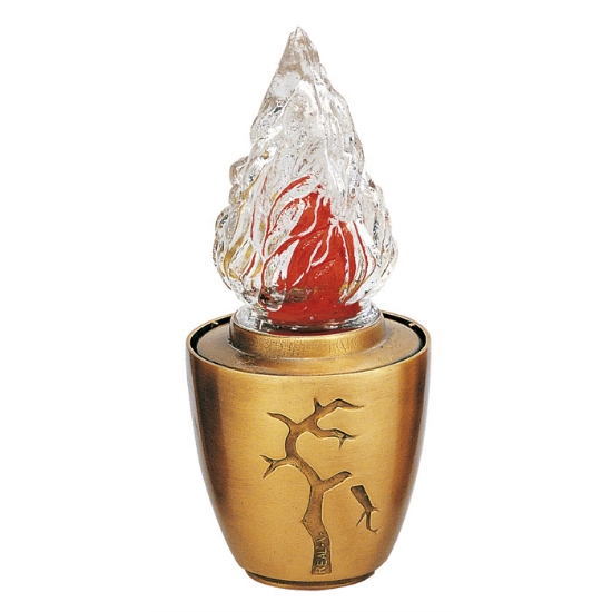 Image sur Lampe votive pour pierres tombales - Ligne Pisside - Décoration branche bronze