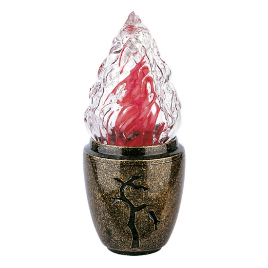 Imagen de Lámpara votiva para hornacinas cinerarias y osarios - Línea Pisside - Decoración rama bronce Glitter