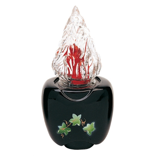 Immagine di Lampada votiva per lapidi - Linea Olpe - Bronzo nero decorato edera