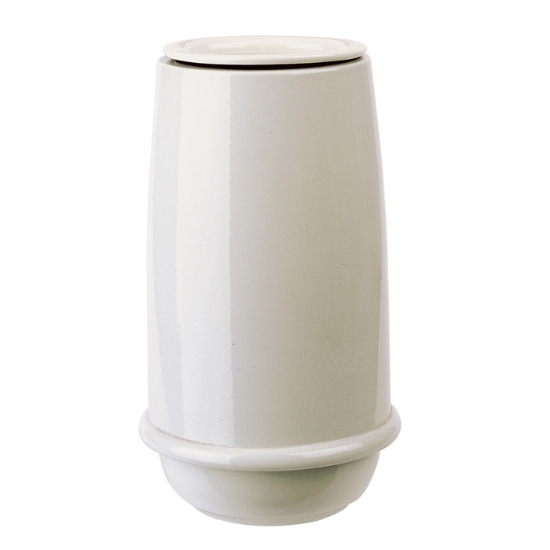 Immagine di Vaso portafiori per lapide - Linea Saturno bianco - Porcellana