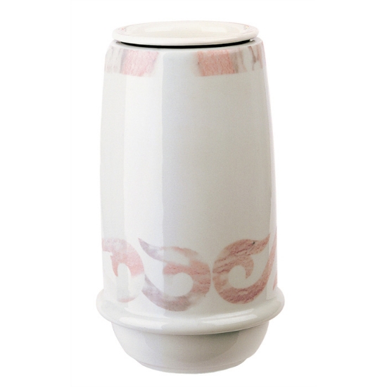 Immagine di Vaso portafiori per lapide - Linea Saturno Liberty rosa - Porcellana