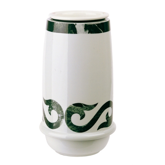 Immagine di Vaso portafiori per lapide - Linea Saturno Liberty Verde Alpi - Porcellana
