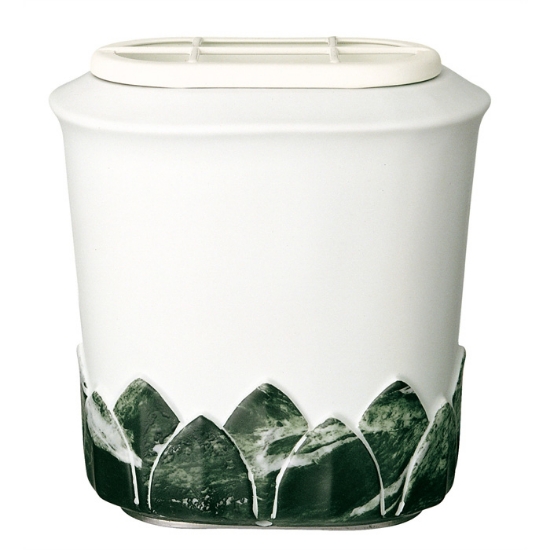Immagine di Vaschetta portafiori per lapide - Linea Calice decorazione Verde Alpi - Porcellana