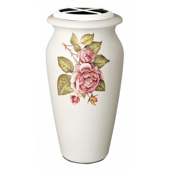 Picture of Large flower vase for tombstone or cemetery monument - Venere rose line - Porcelain