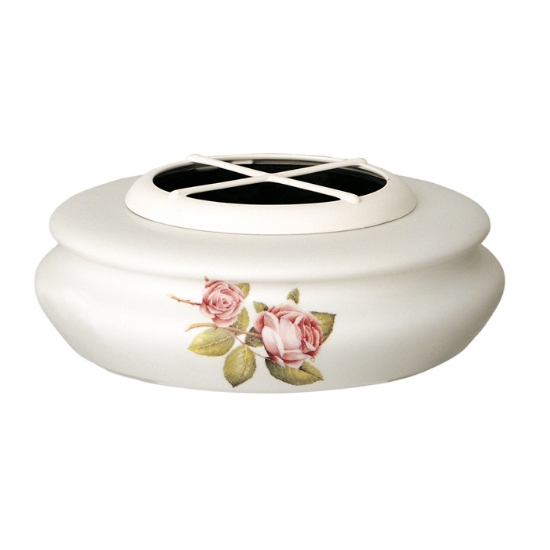 Picture of Recessed flower vase for ground graves or shelves - Venere rose line - Porcelain