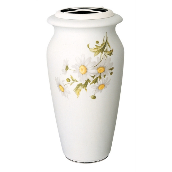 Picture of Large flower vase for tombstone or cemetery monument - Venere daisy line - Porcelain